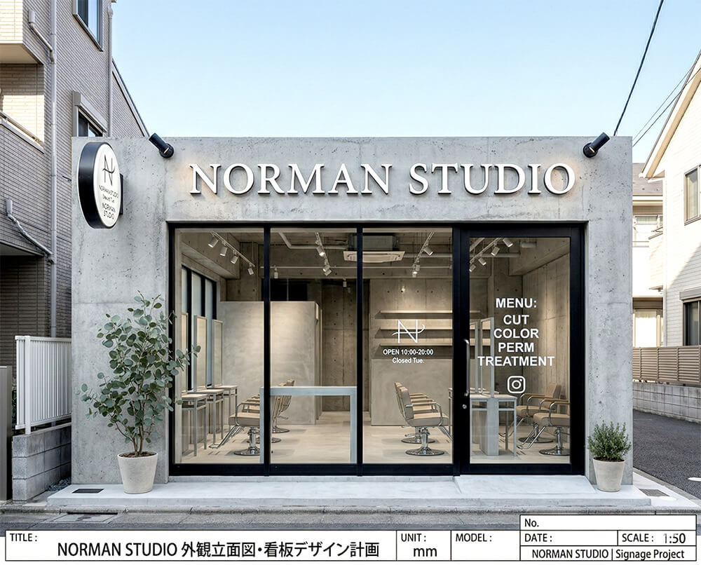 美容室の看板施工画像