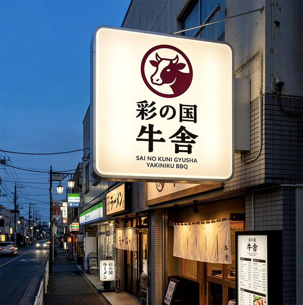 東京 薬局 正方形突き出し看板 施工事例