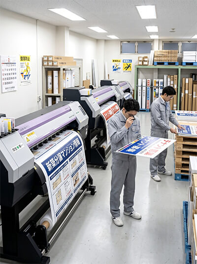 看板材料の大量仕入れによるスケールメリット