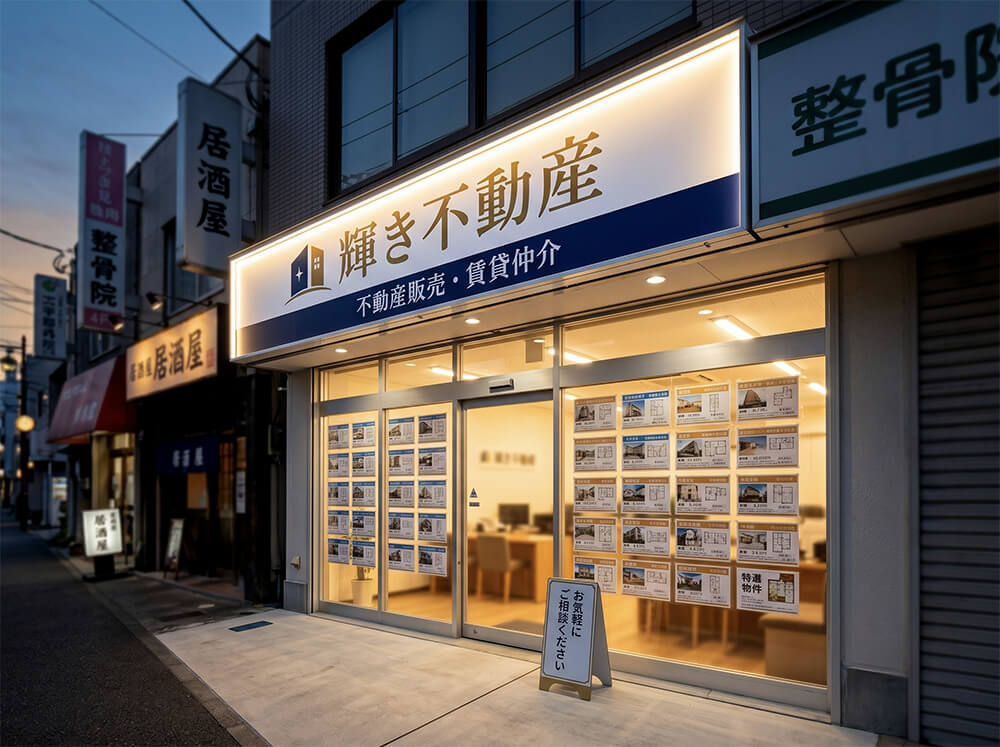 不動産店舗のファサード看板・LED内照式