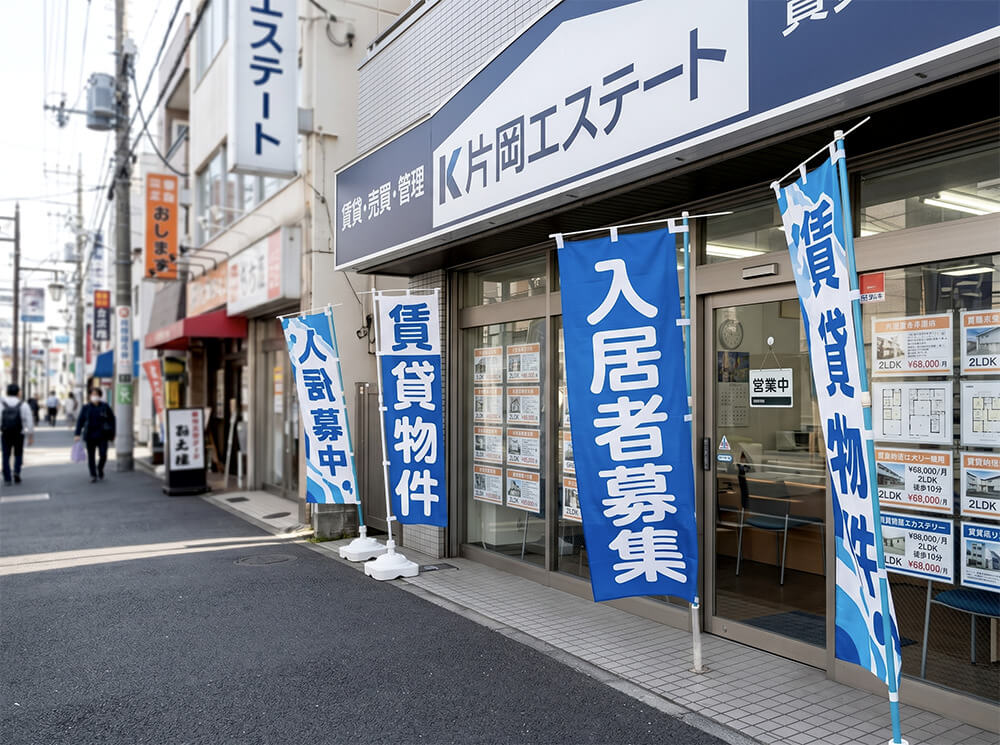 不動産店舗ののぼり旗・入居者募集