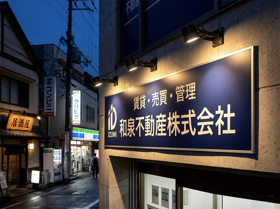 既存看板への照明設置・スポットライト