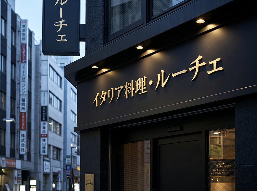 イタリアンレストランの看板施工事例