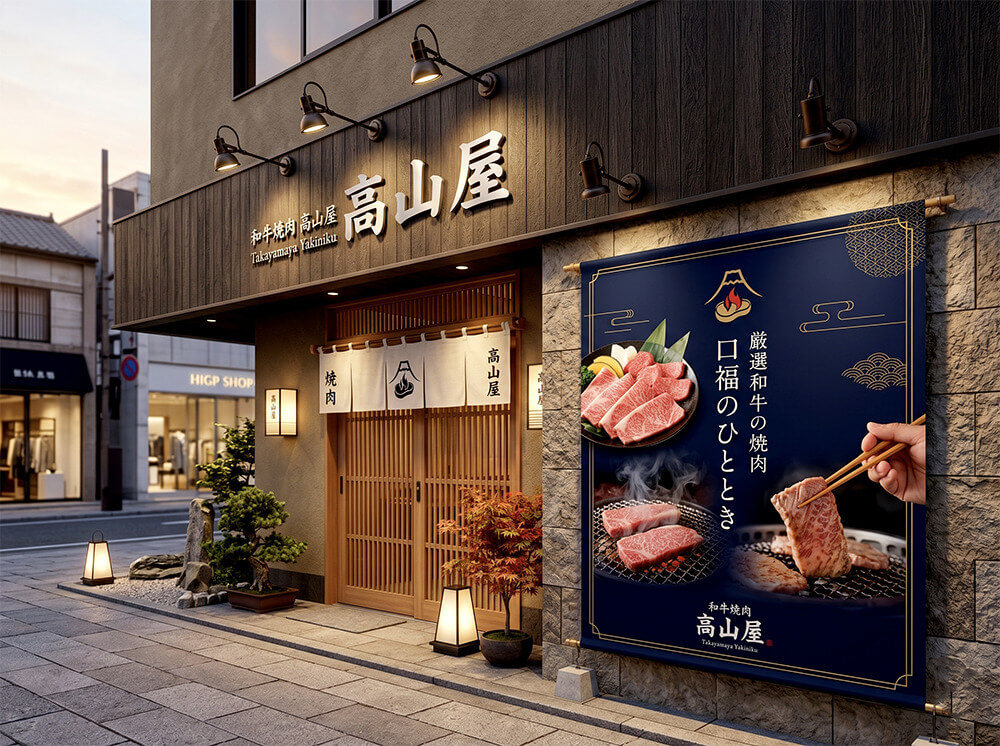 焼肉店の看板施工事例