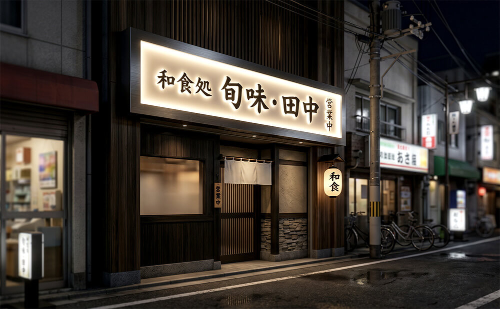 飲食店のファサード看板