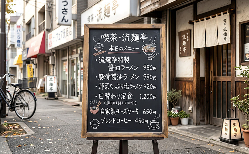 飲食店のメニュー看板・黒板サイン