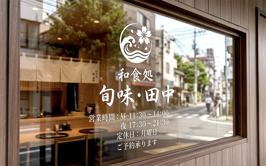飲食店のカッティングシート・ウィンドウサイン