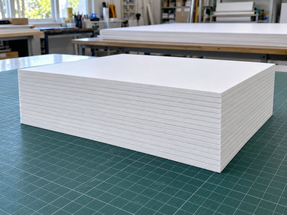 3×6のスチレンボードを同じ大きさに切りそろえて重ねた様子